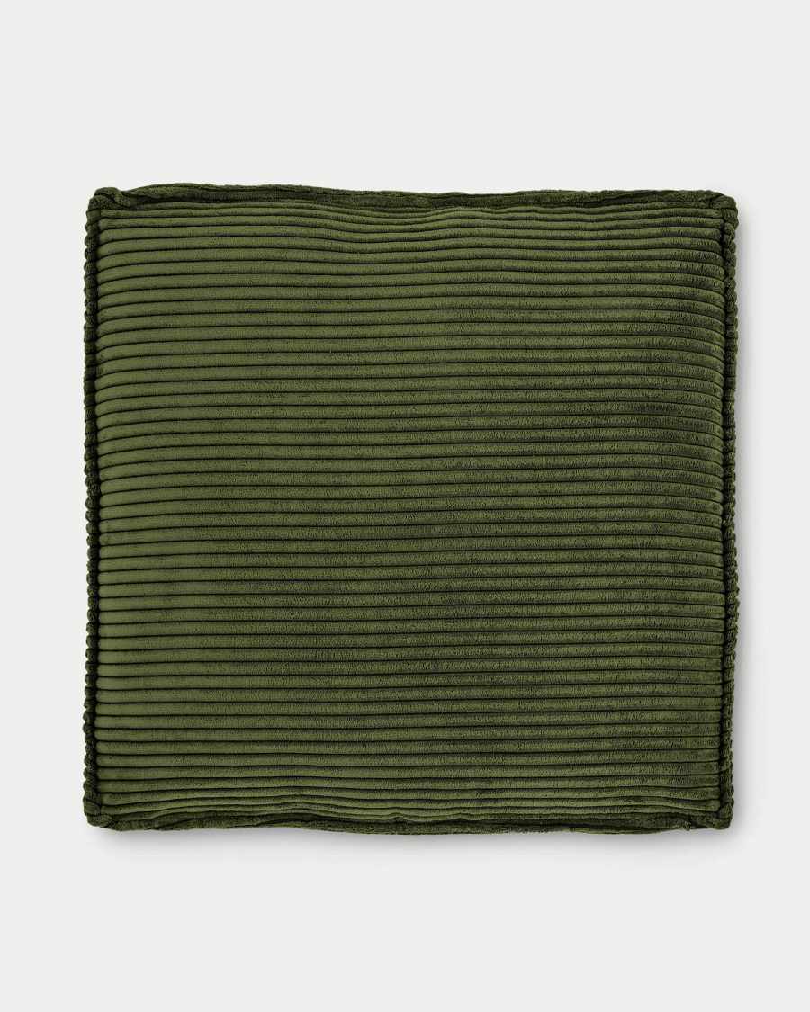 Cuscino Blok in velluto a coste spesso verde 60 x 60 cm