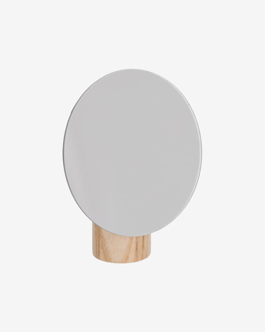 Veida mirror with natural wooden stand