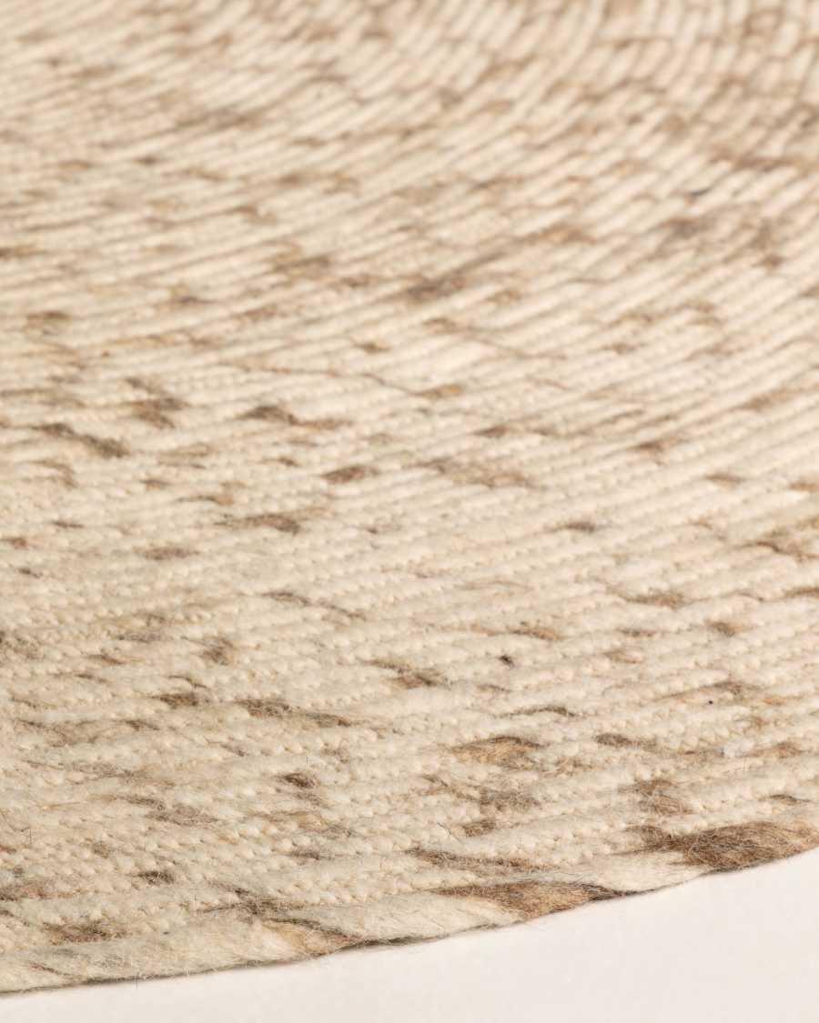 Takashi 100% wool round rug in beige, Ø 150 cm