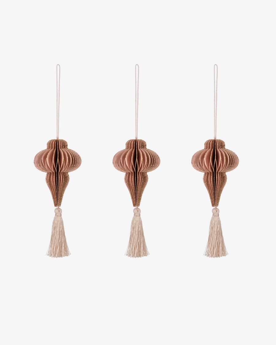 Corina set of 3 pink Christmas baubles