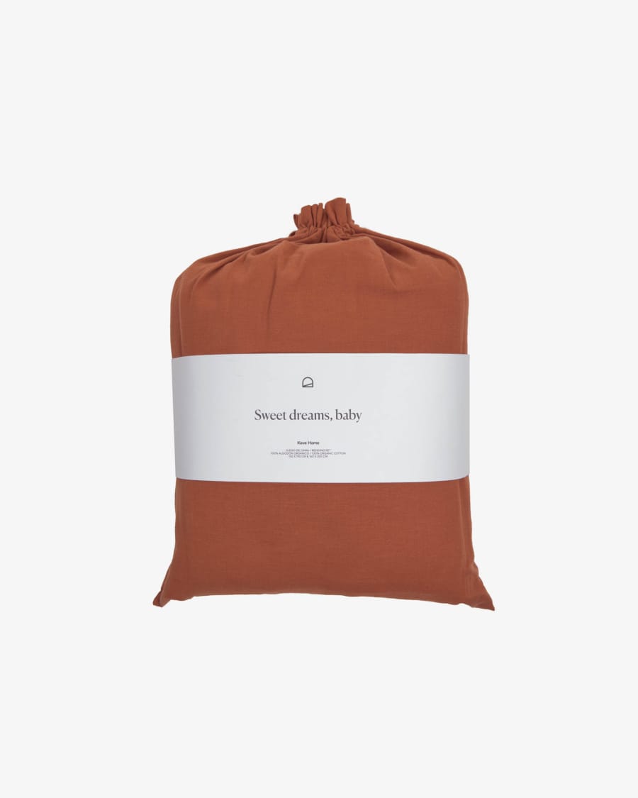 Ibelis Bettwäsche Set, Bio-Baumwolle (GOTS), kastanienbraun, 135 x 190 cm