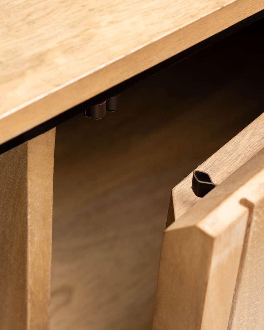 Licia solid mango wood sideboard with 4 doors and black finish metal, 170 x 80 cm