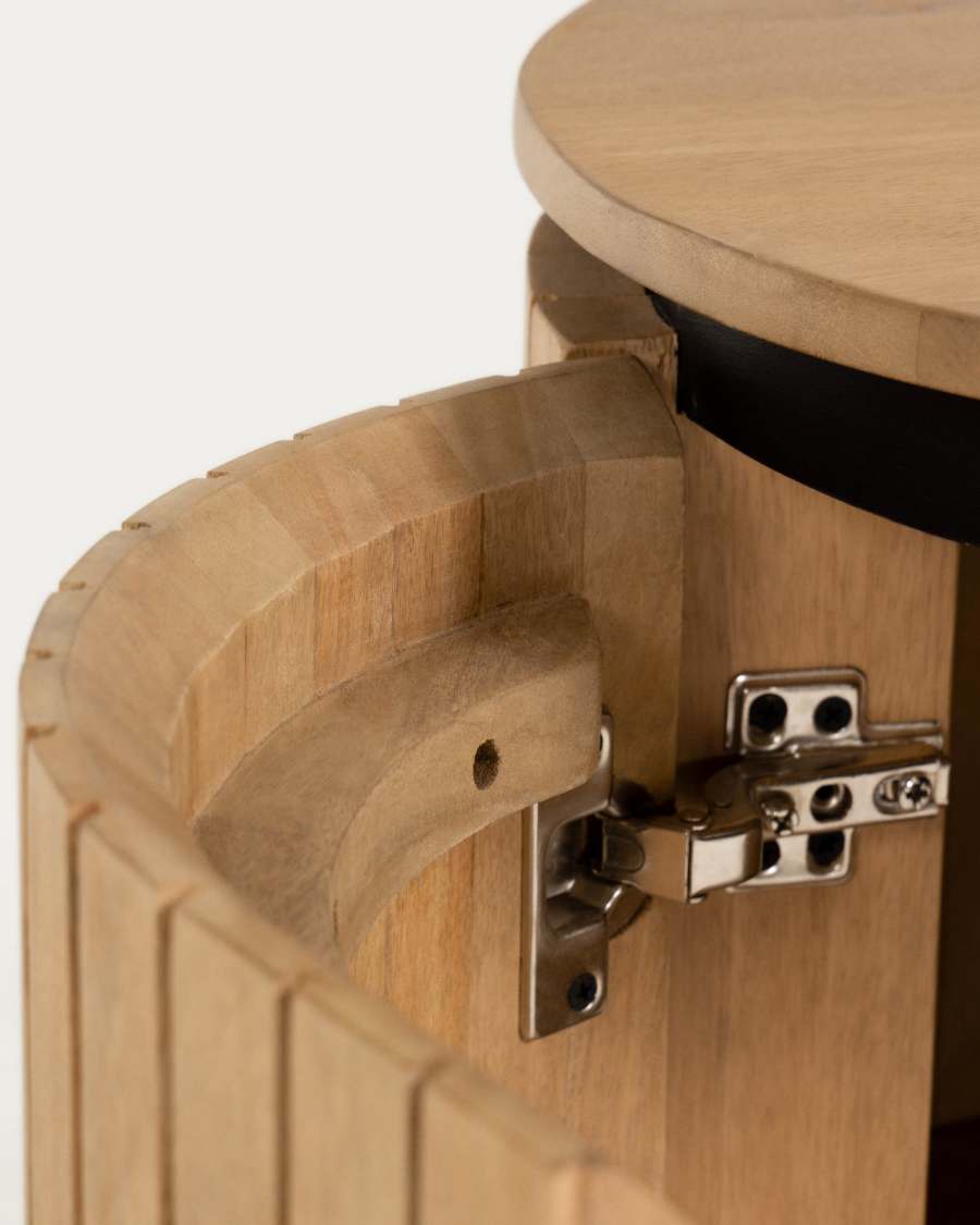 Licia solid mango wood sideboard with 4 doors and black finish metal, 170 x 80 cm