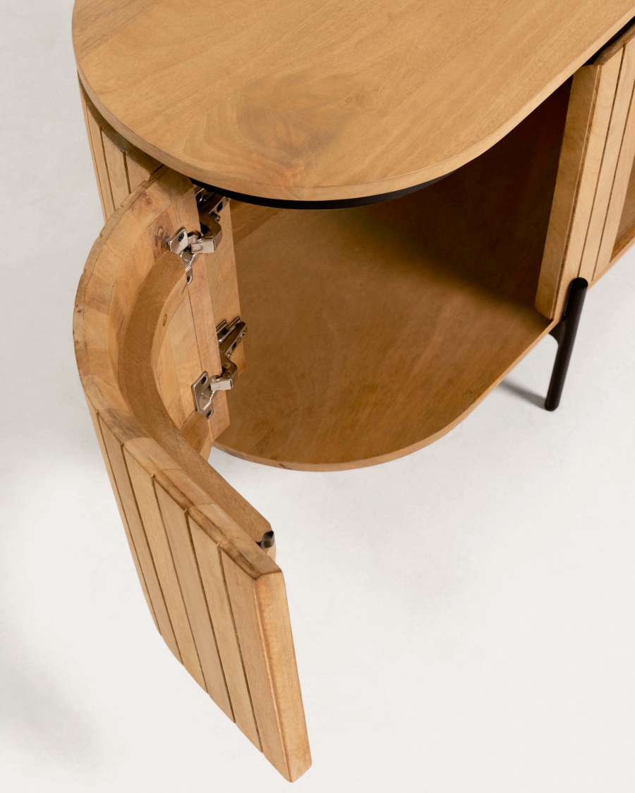 Moble TV Licia 2 portes de fusta massissa de mango i metall acabat negre 160 x 56 cm