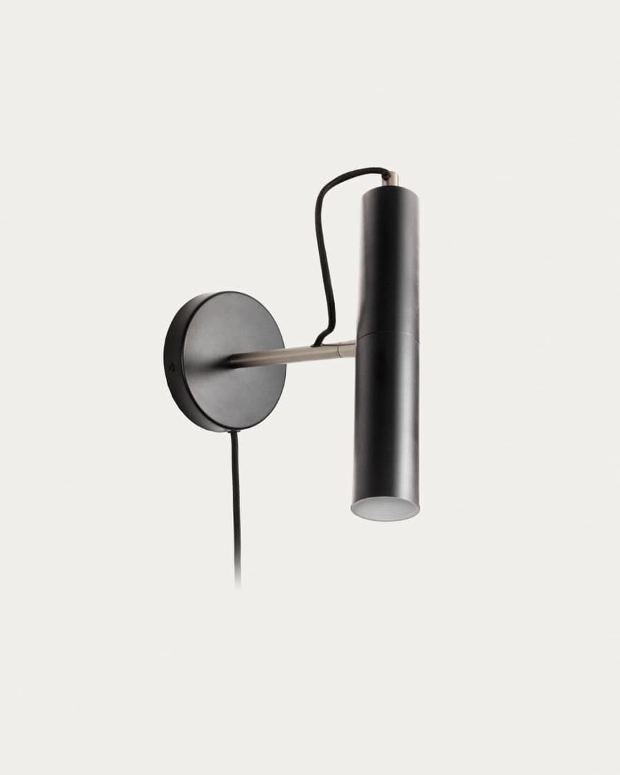 Maude wall light in metal with black finish UK adapter