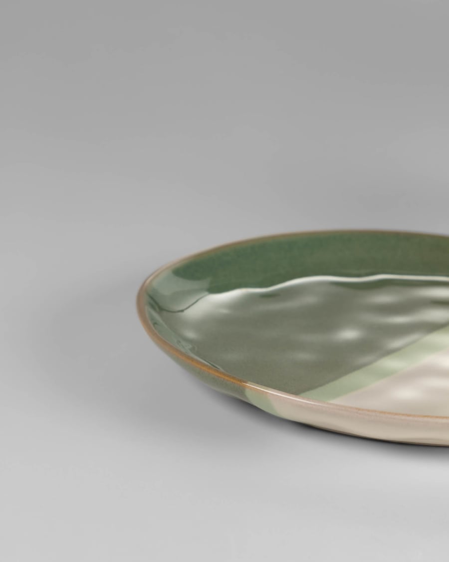 White and green Naara dessert plate