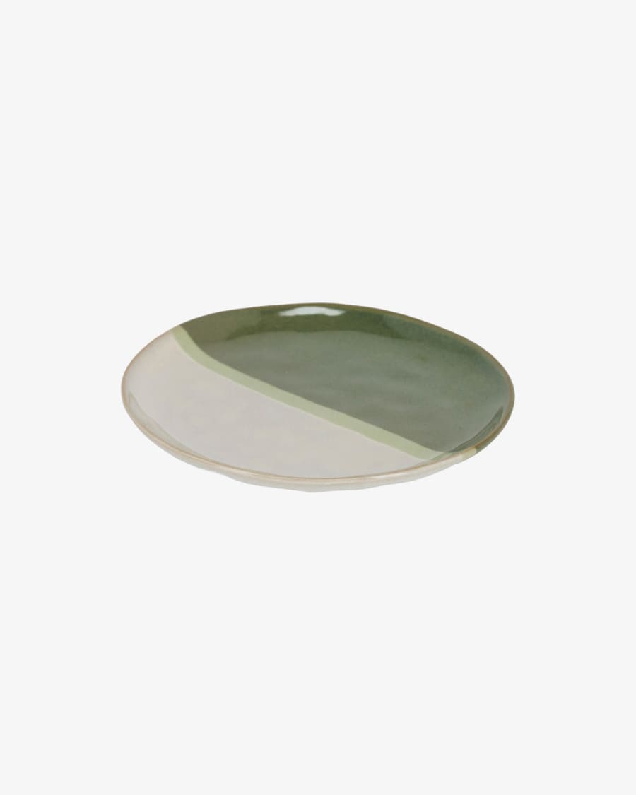 White and green Naara dessert plate