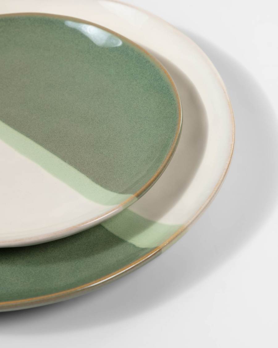 White and green Naara dessert plate