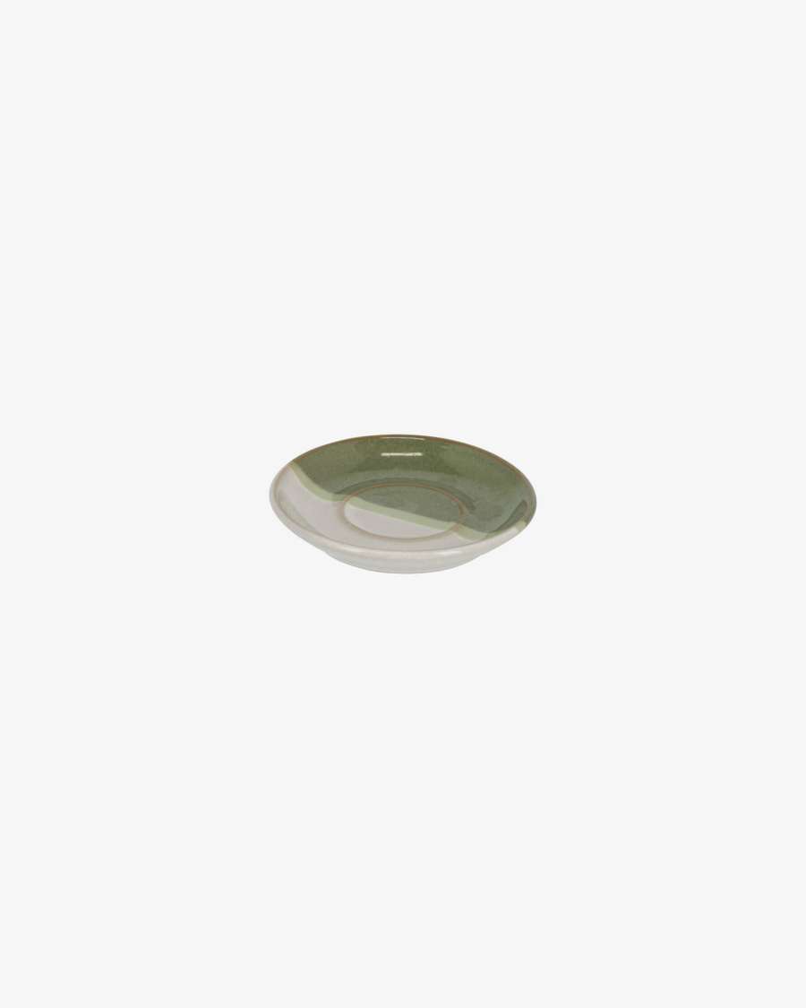 White and green Naara coffee cup with plate