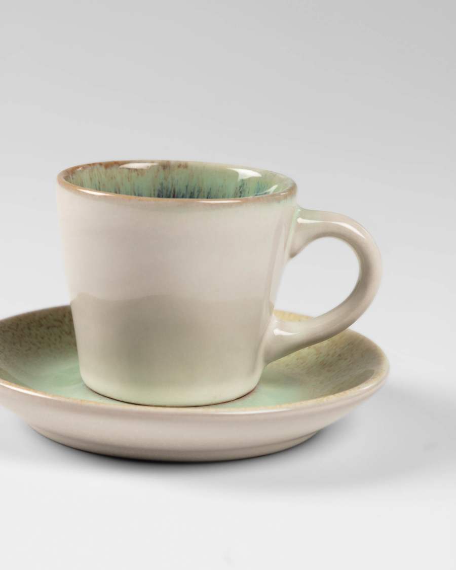 Green Zain coffee cup with plate