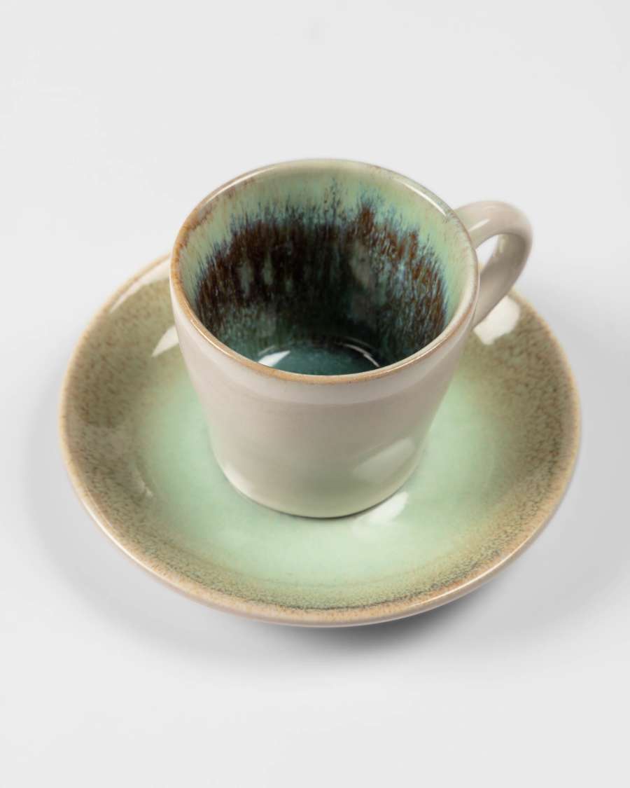 Green Zain coffee cup with plate