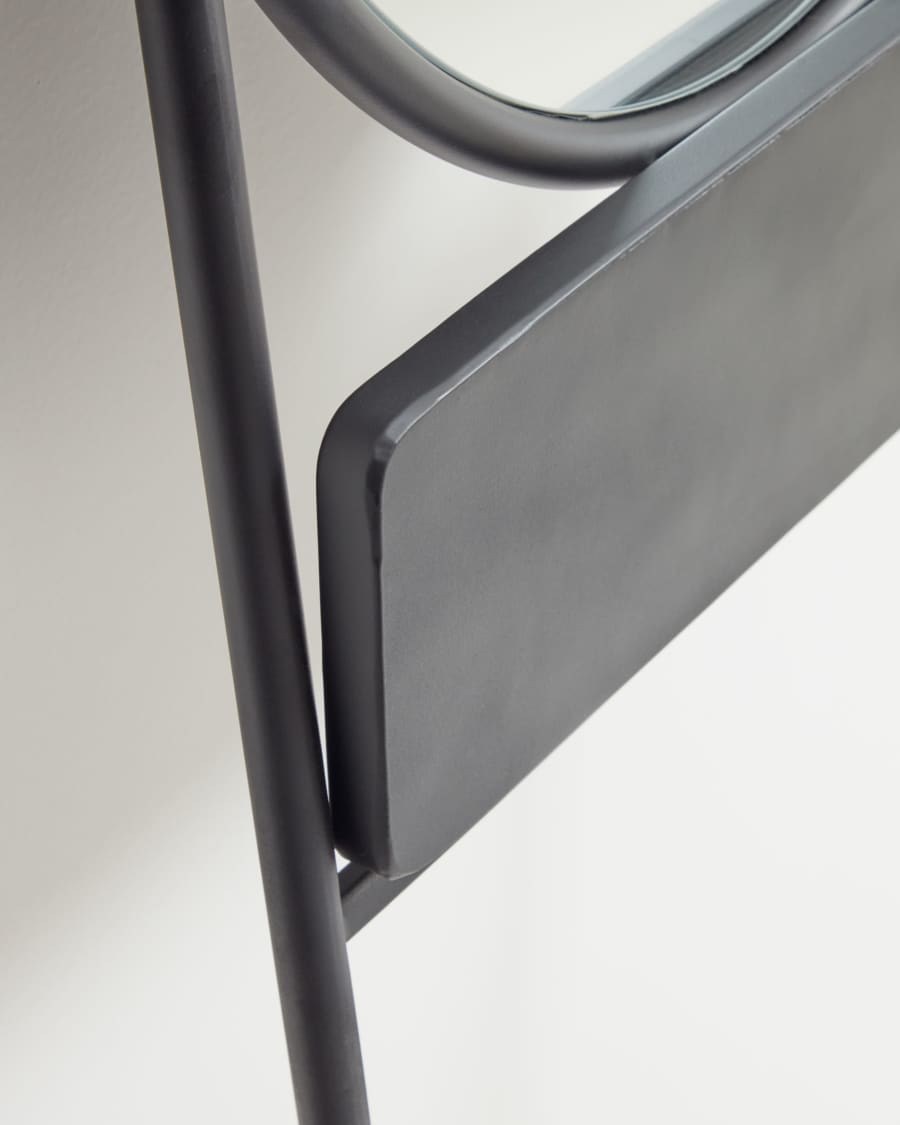 Zelma mirror in black steel, 41 x 184 cm