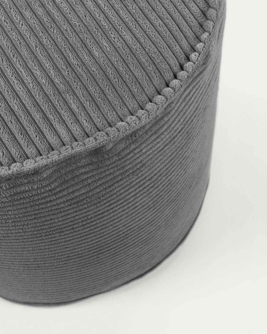 Wilma large pouffe in grey wide seam corduroy, Ø 40 cm