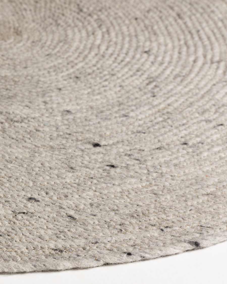 Takashi 100% grey wool round rug, Ø 150 cm