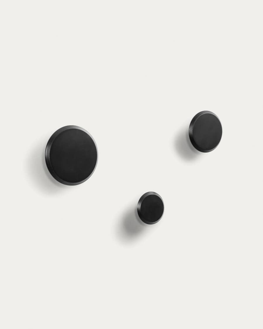 Lot Nadua de 3 patères en bois de hêtre couleur noire