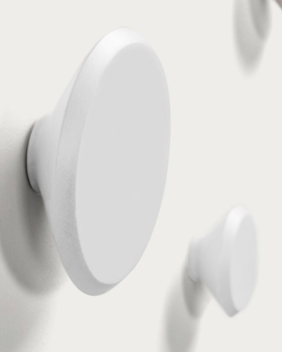 Set Nadua di 3 appendiabiti in legno massello di faggio finitura bianca