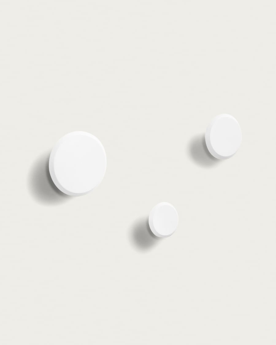 Set Nadua di 3 appendiabiti in legno massello di faggio finitura bianca