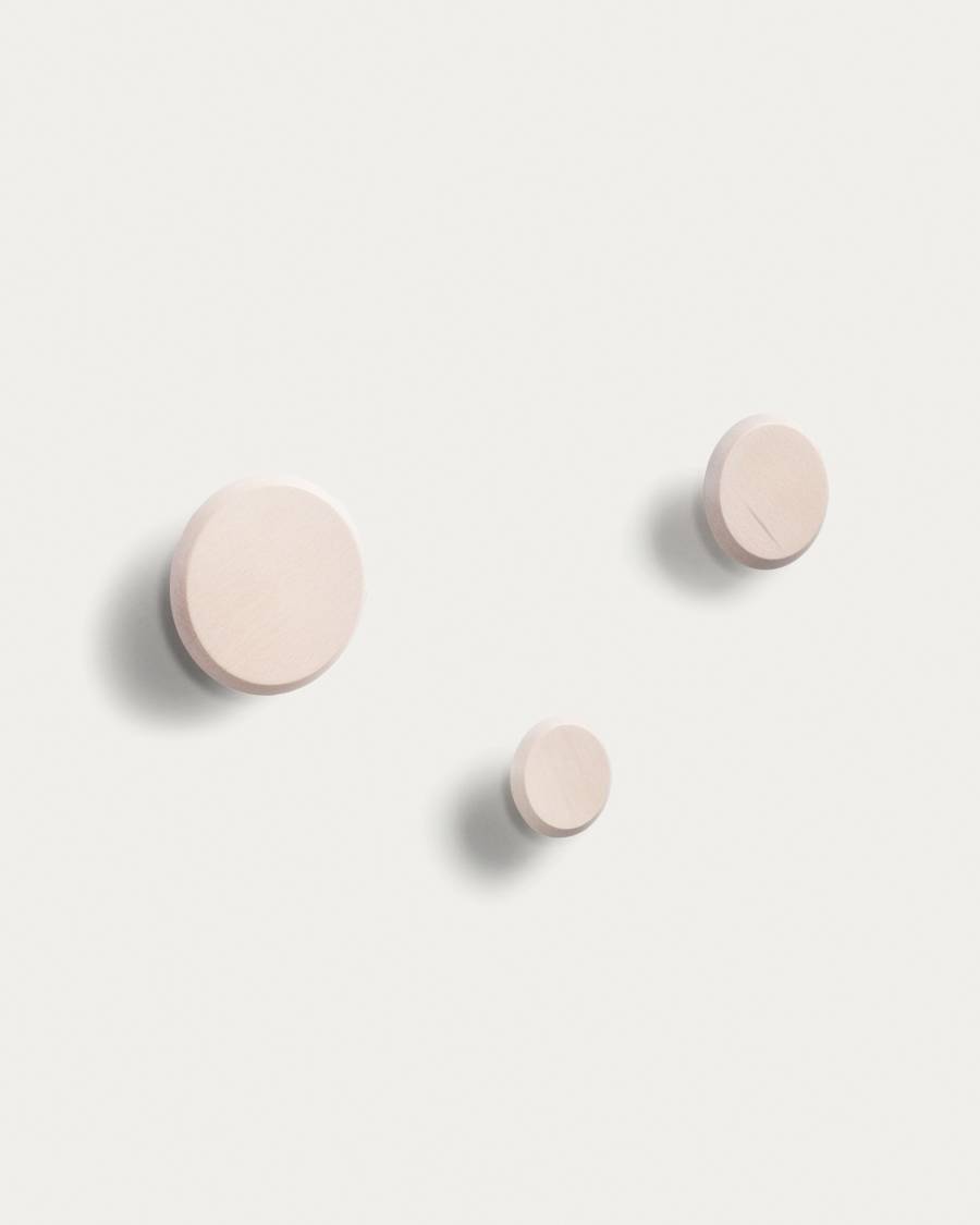 Lot Nadua de 3 patères en bois de hêtre couleur bois