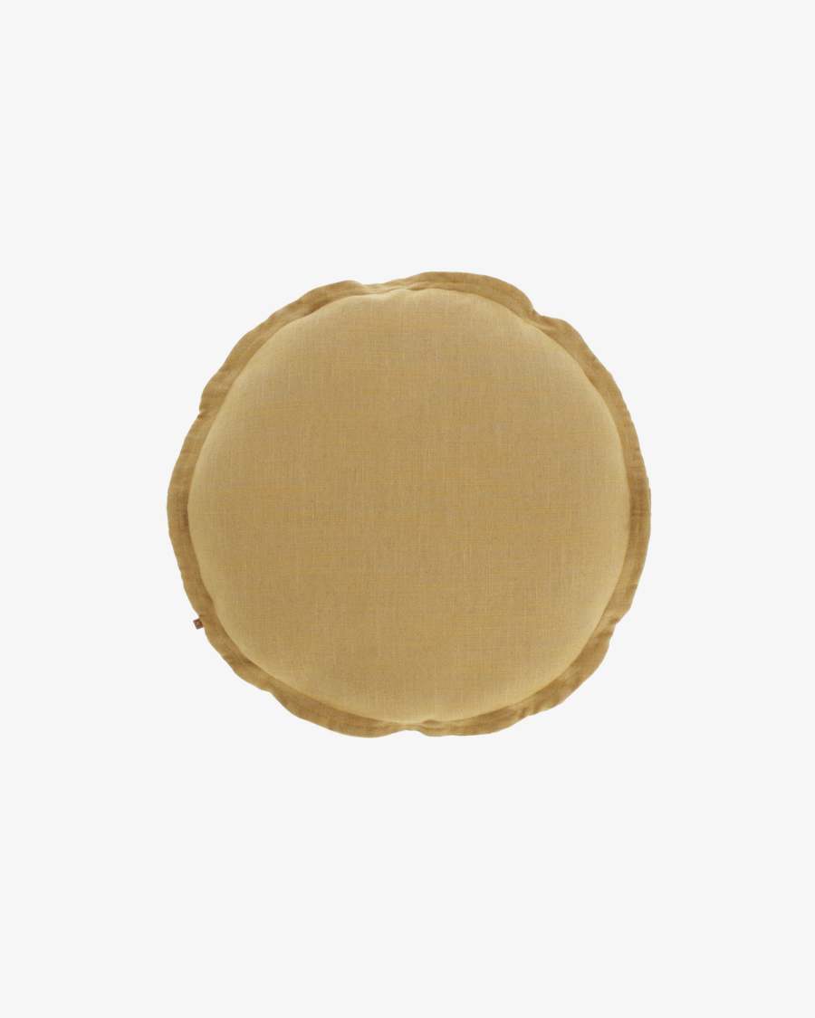 Maelina cushion cover in mustard, Ø 45 cm