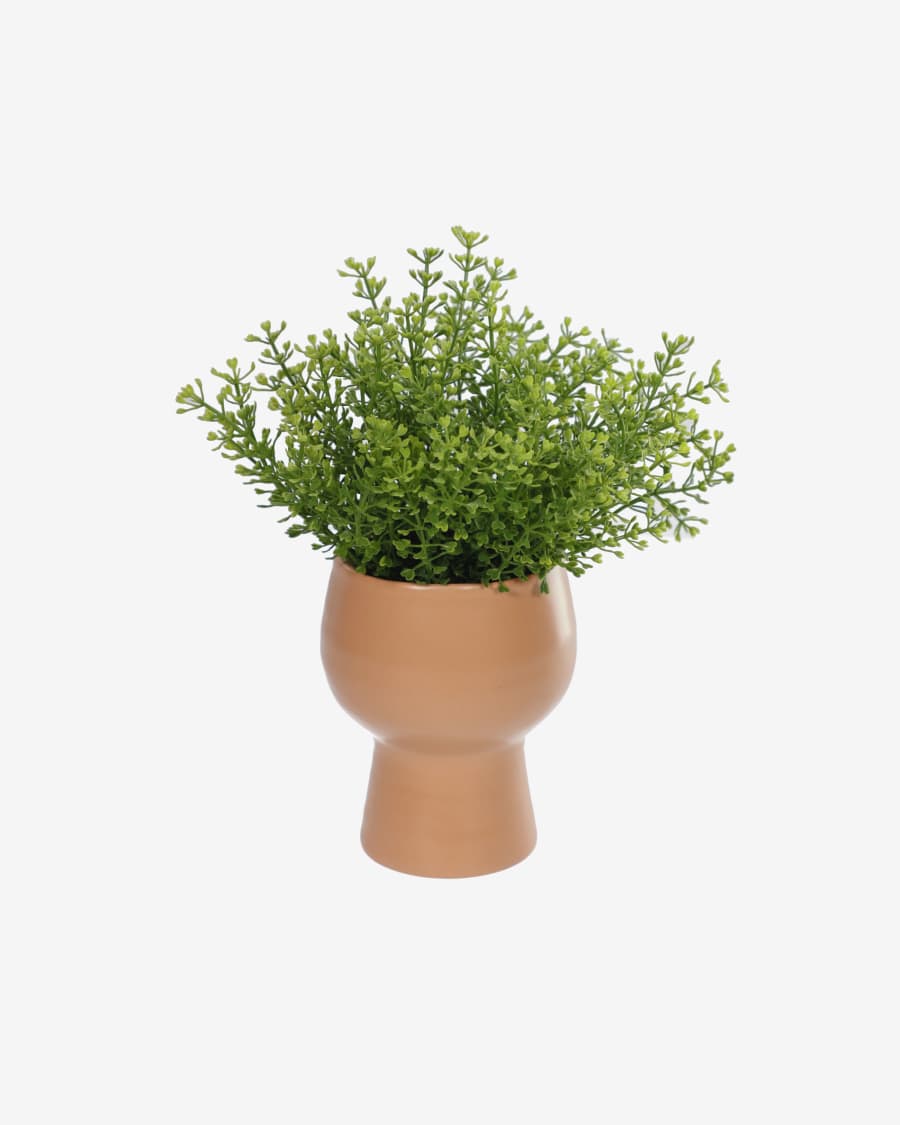 Myriophyllum artificial plant with pink ceramic planter 21.6 cm