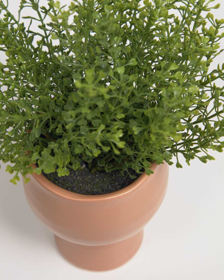 Myriophyllum artificial plant with pink ceramic planter 21.6 cm
