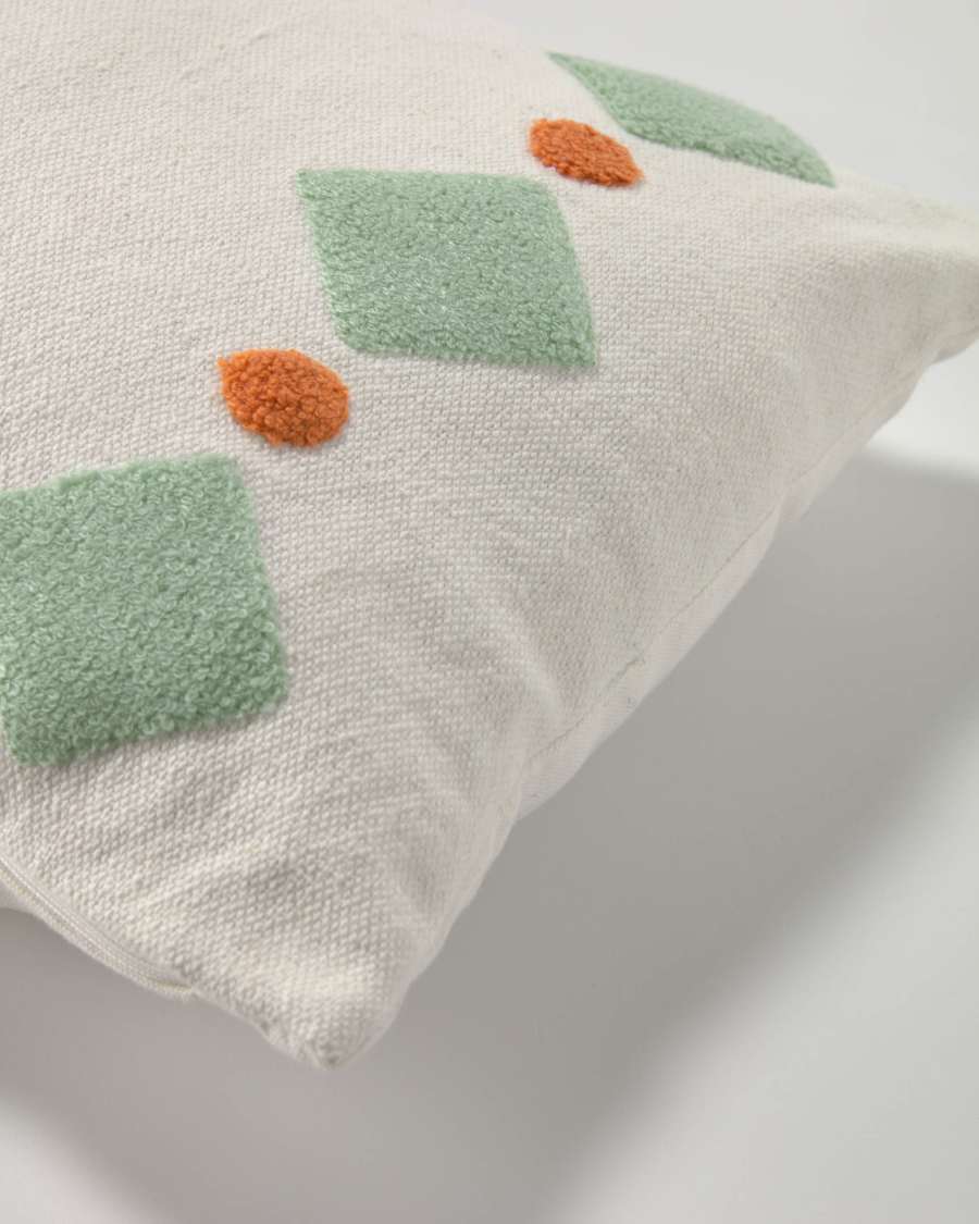 Fodera cuscino Itri 100% cotone bianco e rombi multicolori 30 x 50 cm