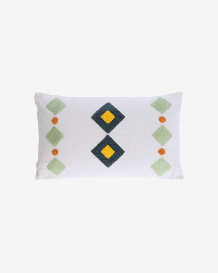 Fodera cuscino Itri 100% cotone bianco e rombi multicolori 30 x 50 cm