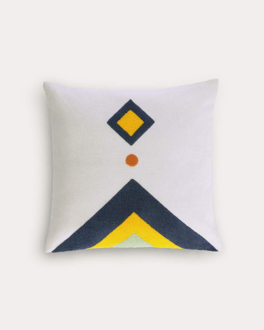 Housse de coussin Itri 100 % coton blanc et losanges multicolores 45 x 45 cm