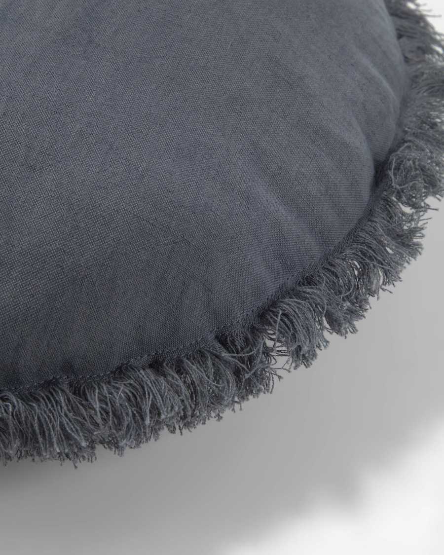 Clarice cotton and linen cushion cover dark grey Ø 45 cm