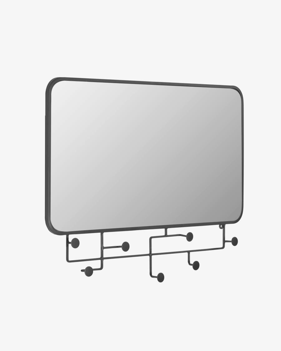 Vianela black mirror with hangers 63 x 82 cm