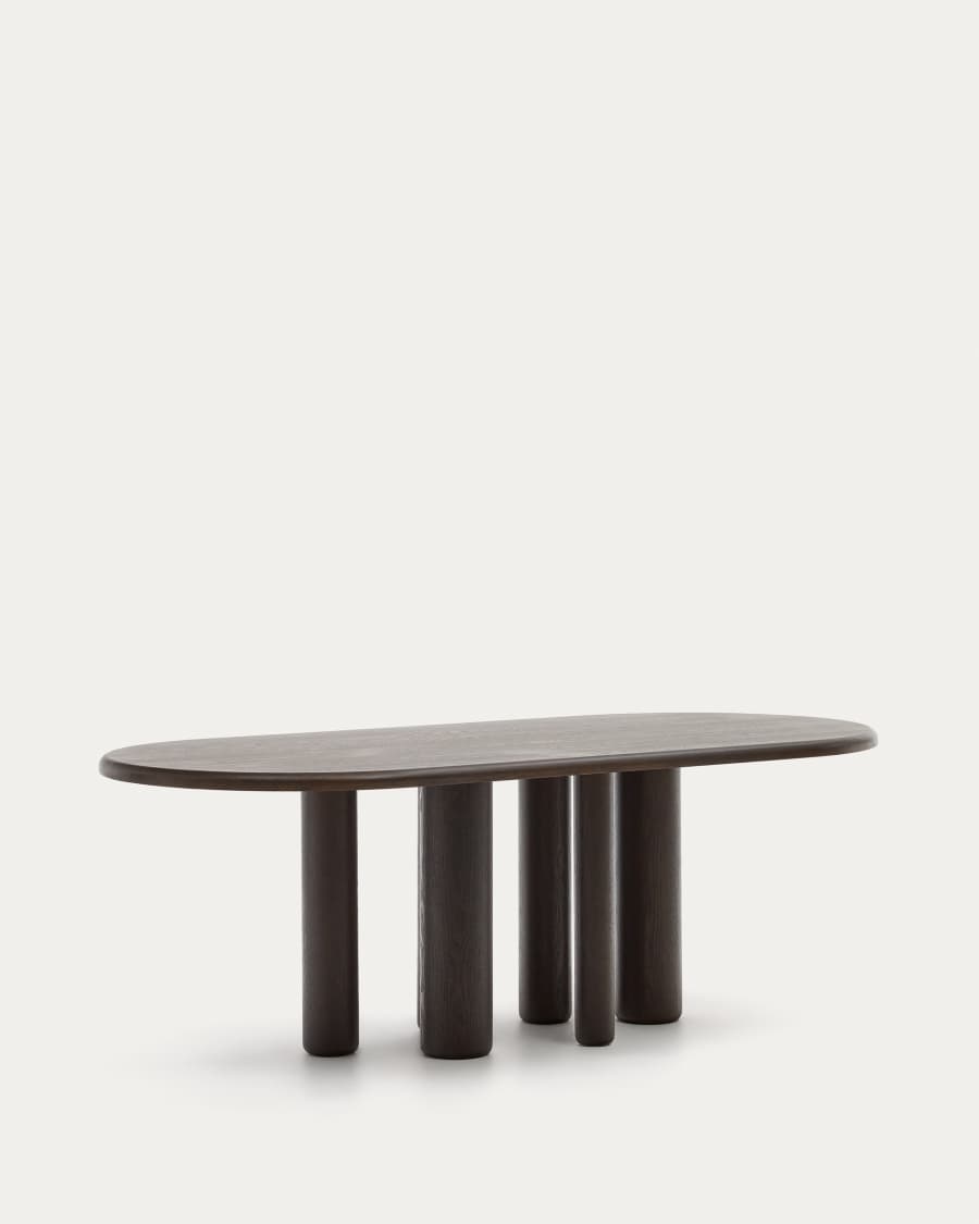 Mailen oval table in ash wood veneer with dark finish, Ø 220 x 105 cm