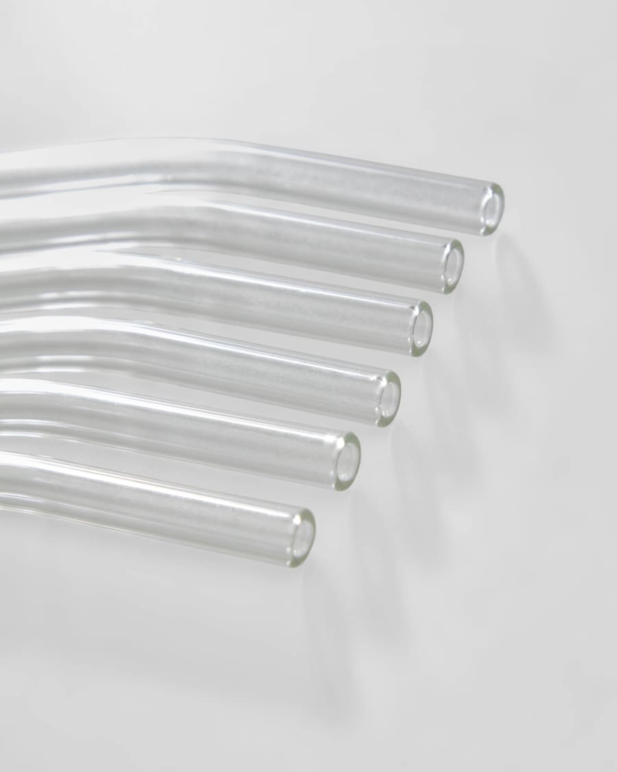 Set Gillia de 6 pailles en verre transparent