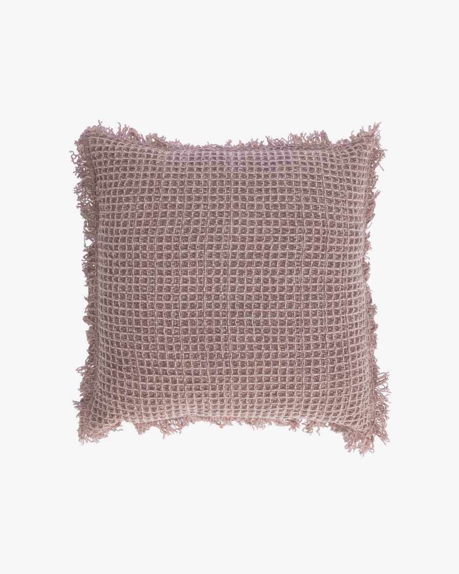 Fodera cuscino Shallow 100% cotone con frange rosa 45 x 45 cm