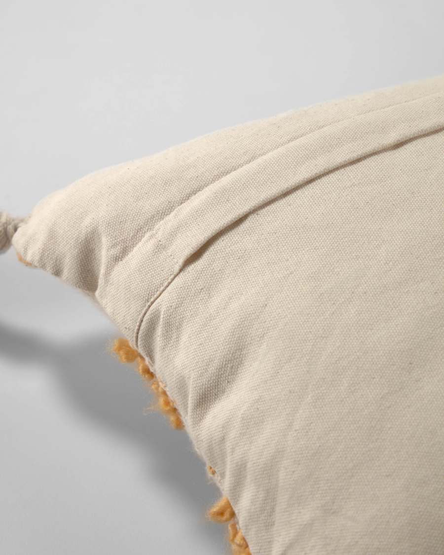 Fodera cuscino Mileia in cotone senape e bianco 30 x 50 cm