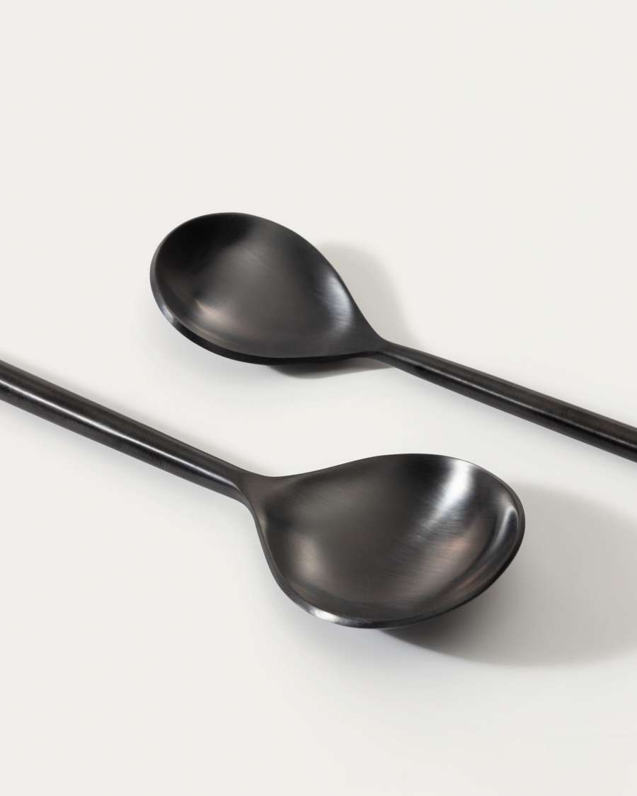 Fer rounded handle 16-piece black cutlery set