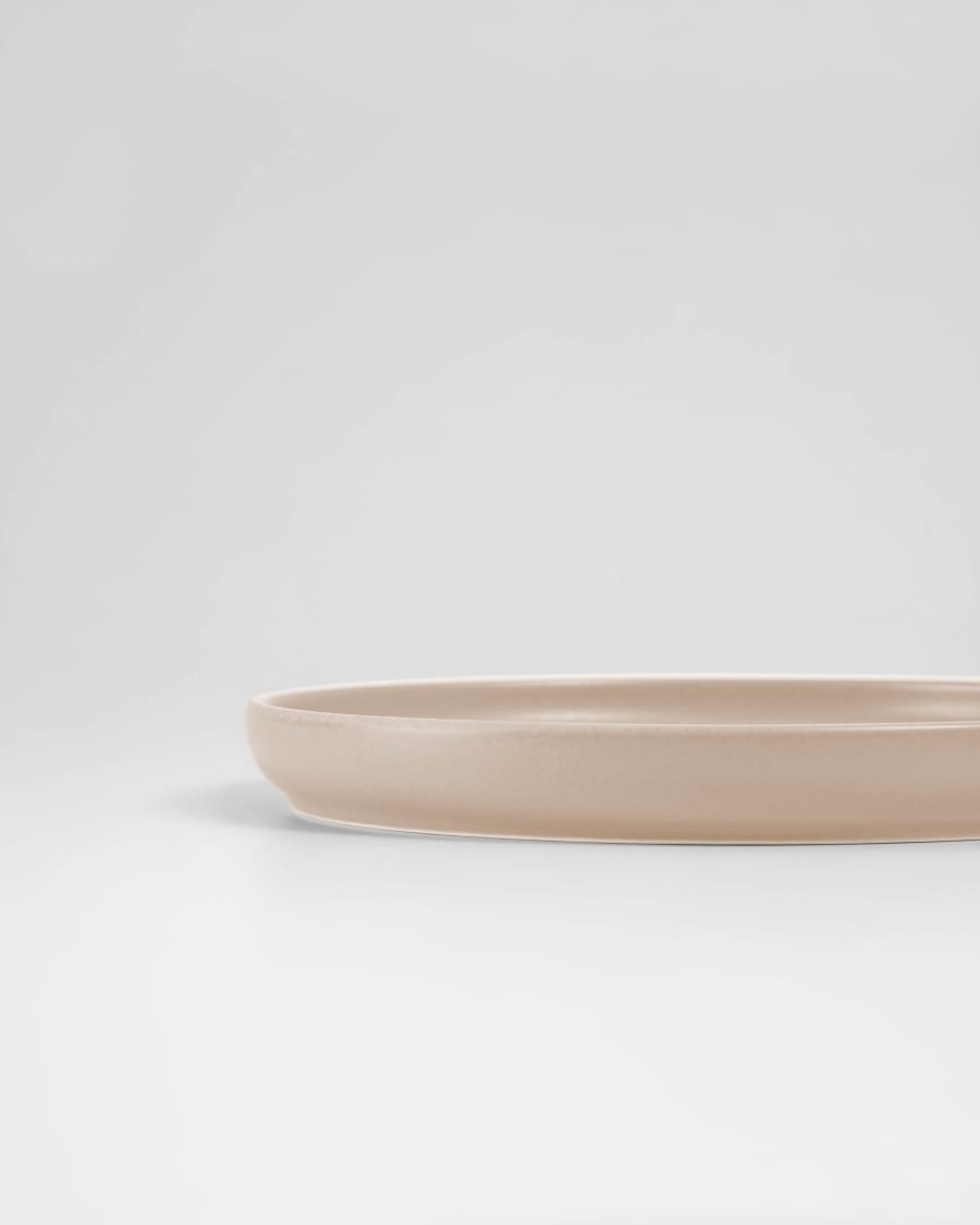 Shun dessert plate in beige porcelain