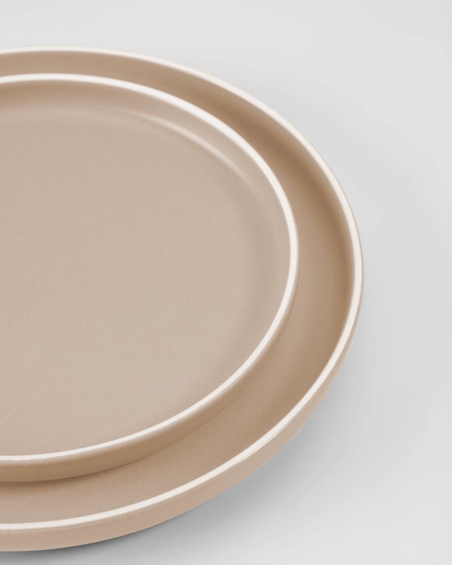 Shun dessert plate in beige porcelain