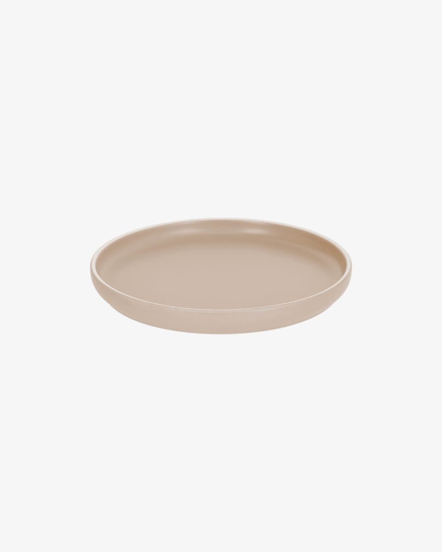 Shun dessert plate in beige porcelain