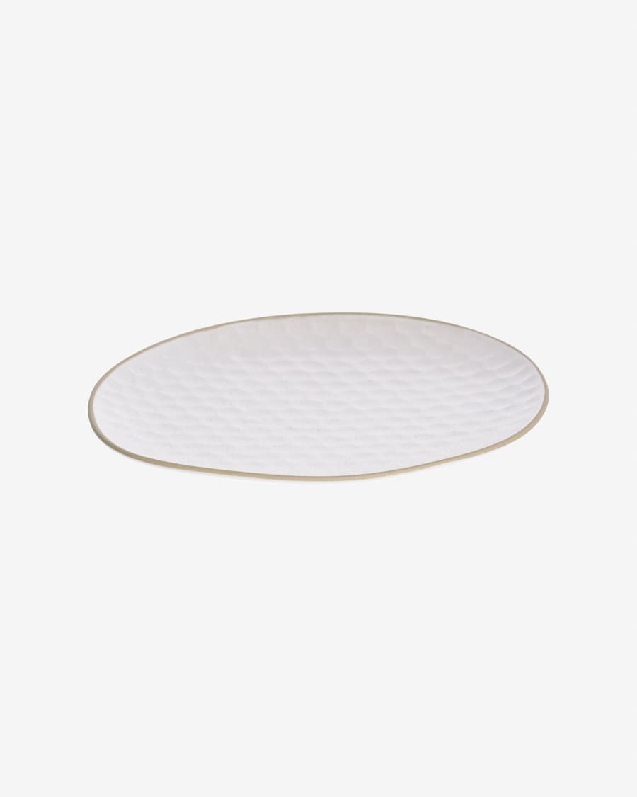 Manami flat ceramic plate in white
