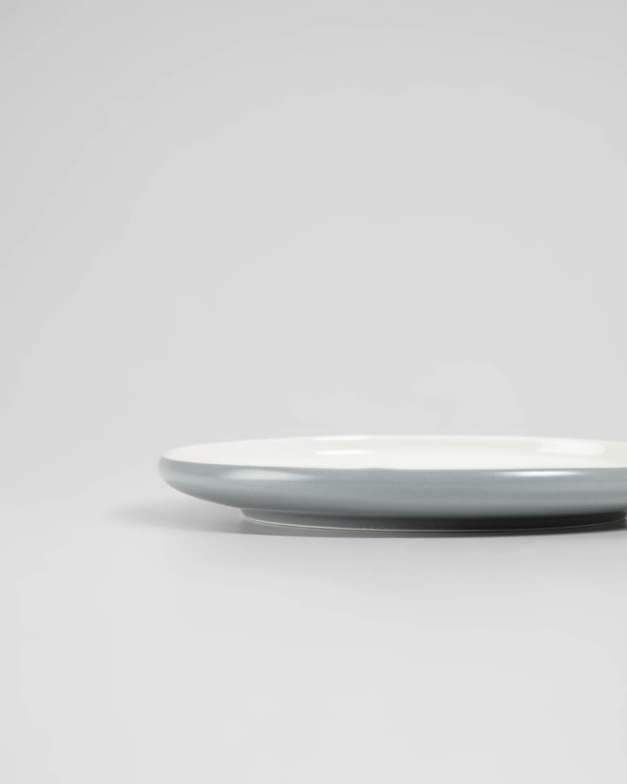 Assiette à dessert Sadashi en porcelaine blanc et gris