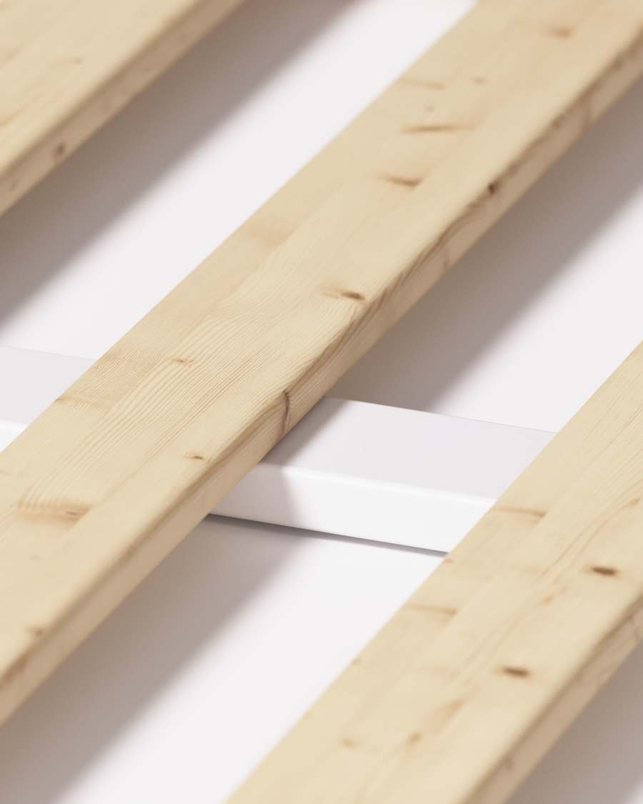 Maralis tipi bed van massief beukenhout met witte afwerking, voor matrassen van 70 x 140 cm