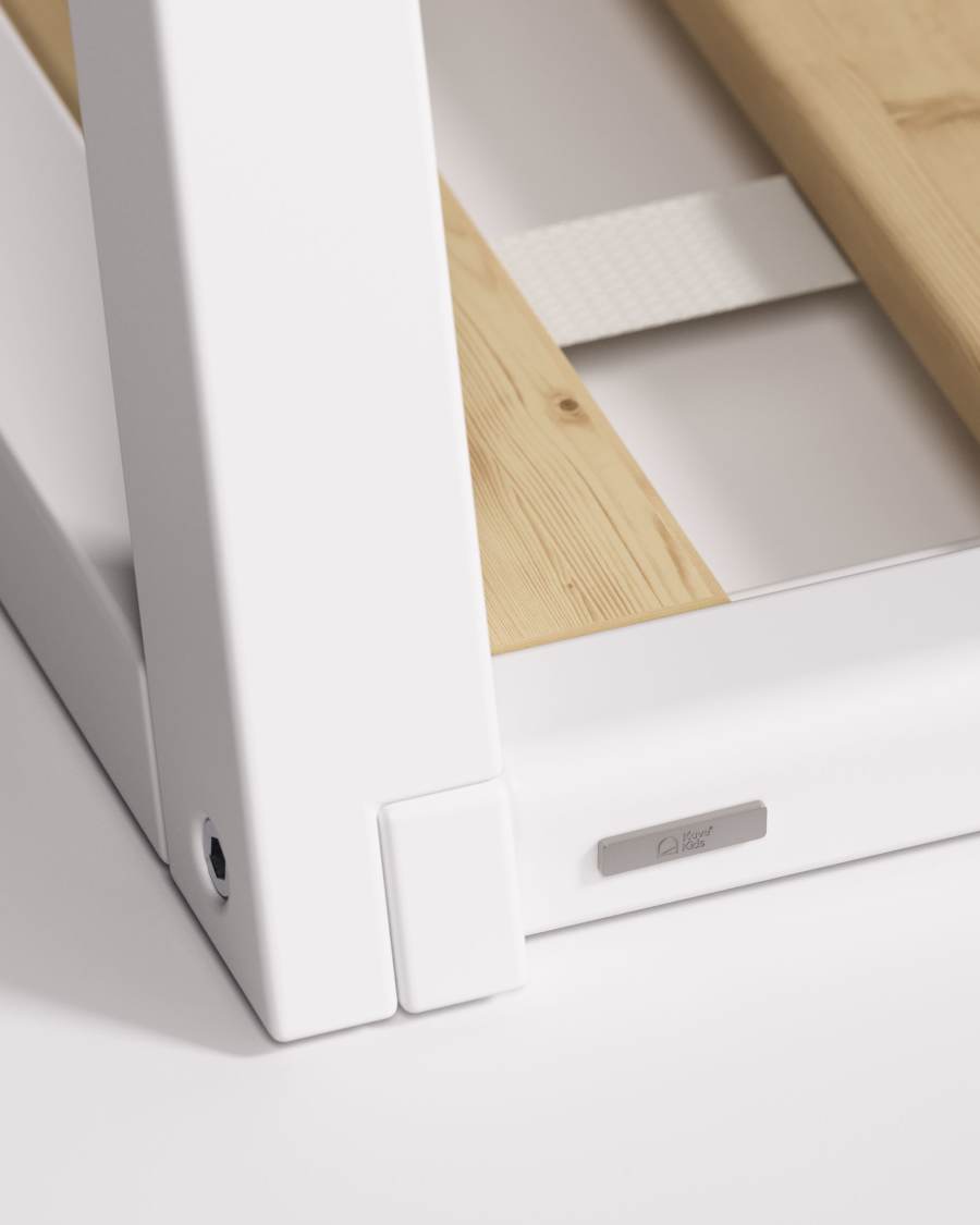 Κρεβάτι tipi Maralis, μασίφ ξύλο οξυάς σε λευκό φινίρισμα, για στρώμα 90x190εκ