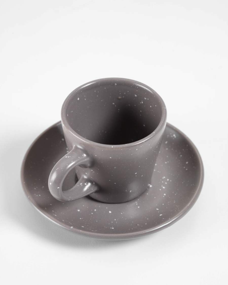 Aratani Kaffeetasse mit Untertasse aus Keramik dunkelgrau