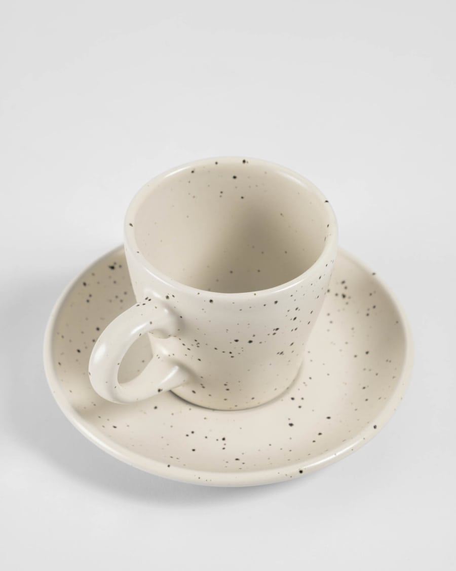 Tasse à café avec soucoupe Aratani en céramique blanche