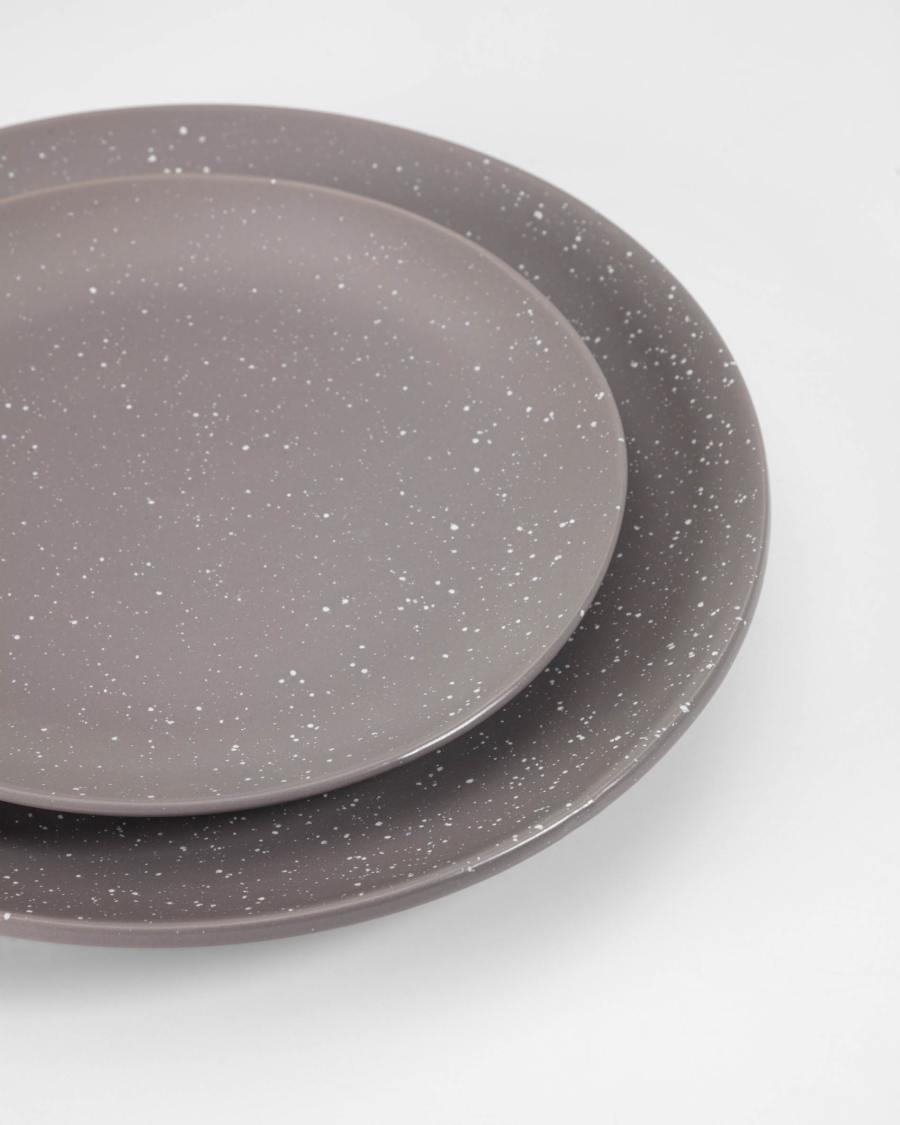 Aratani flacher Teller aus Keramik dunkelgrau