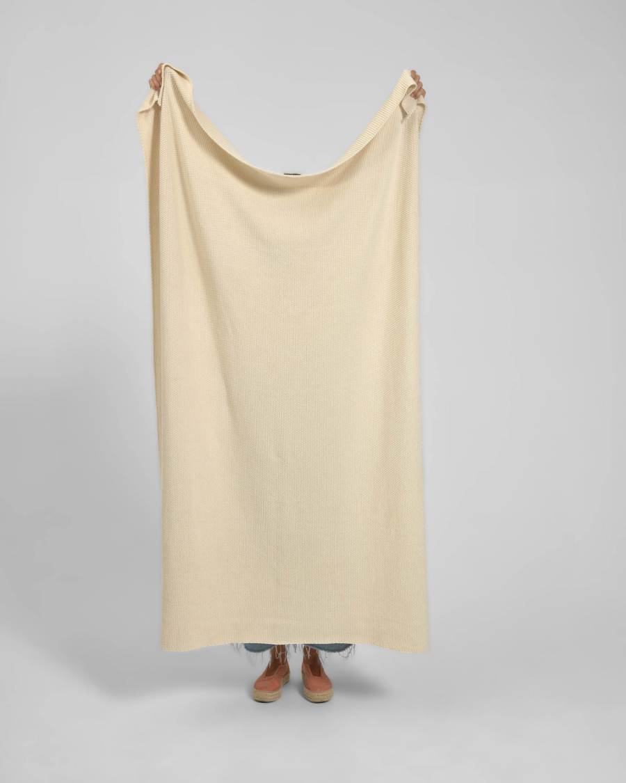 Manta Saian llisa 100% cotó beix 130 x 170 cm