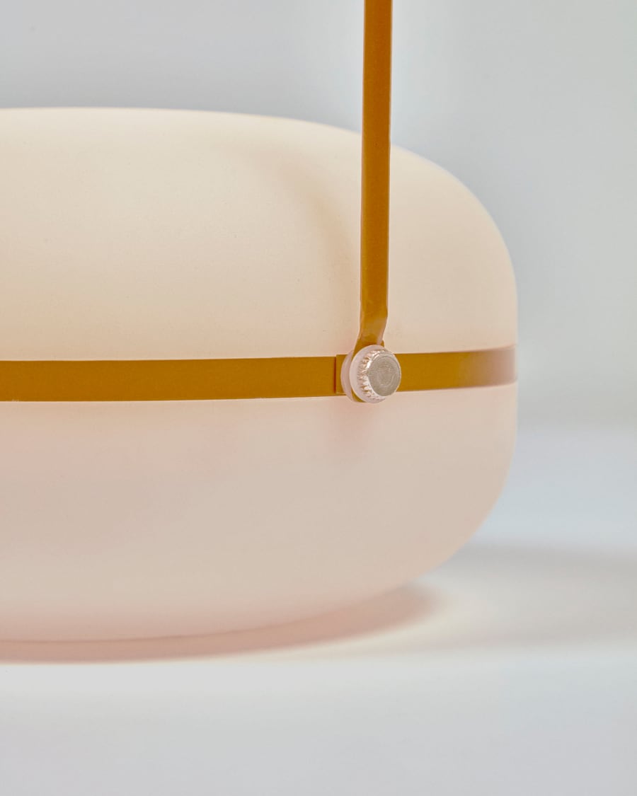 Tea table lamp in polythene and metal with mustard finish