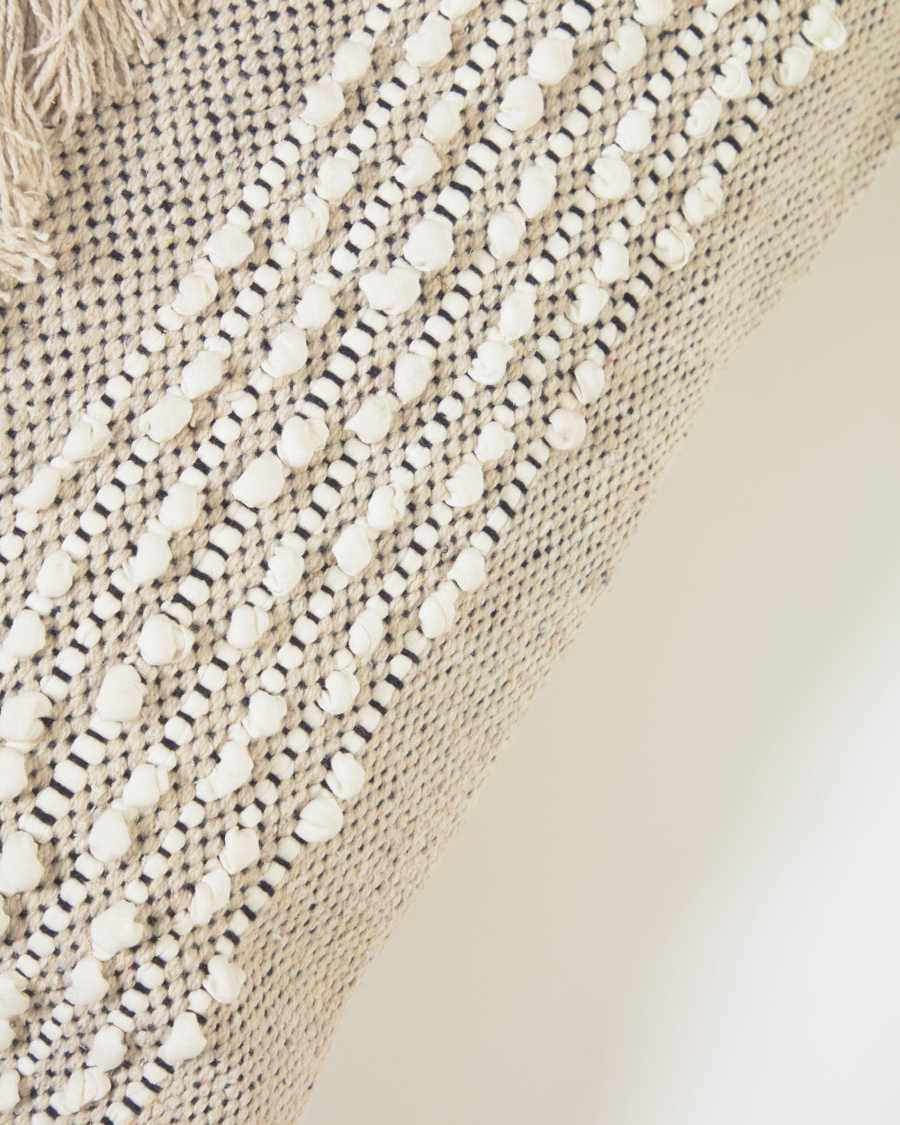 Malvina 100% cotton cushion cover with beige fringe 45 x 45 cm