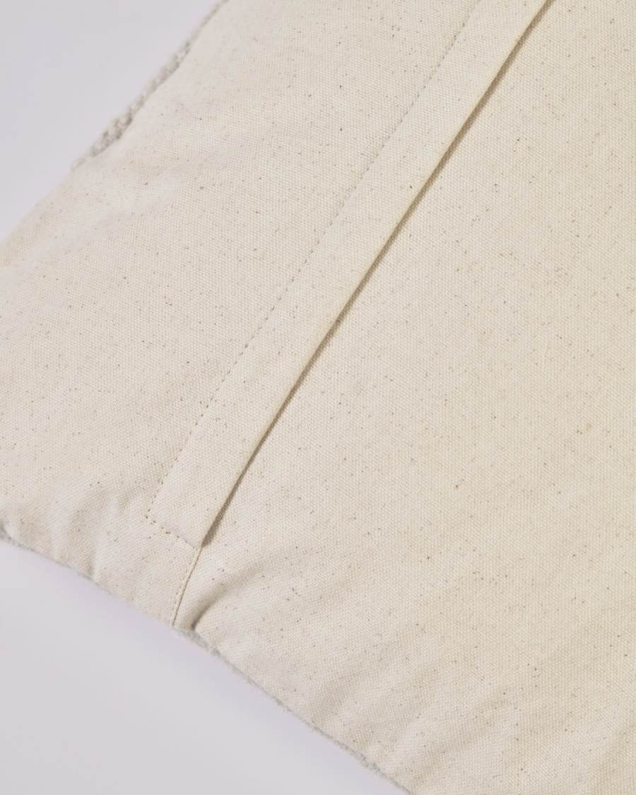 Funda cojín Bibiana de lana y algodón beige con estampado marrón y terracota 45 x 45 cm