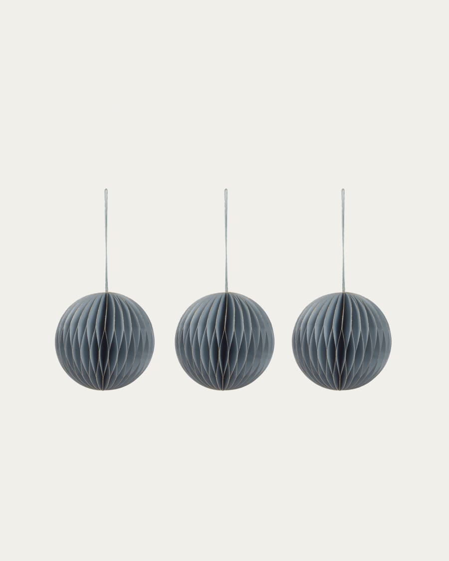 Uriel set of 3 decorative baubles in light blue